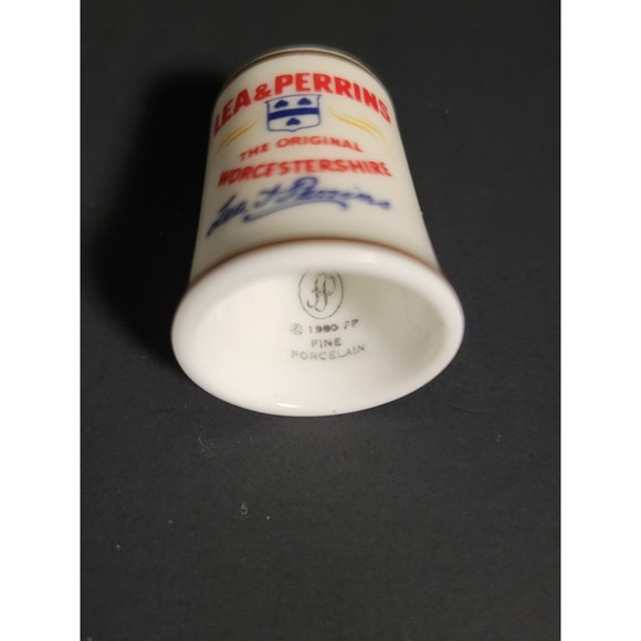 Vintage 1980 Franklin Mint Advert Lea & Perrins Sauce Porcelain Thimble - Picture 5 of 5